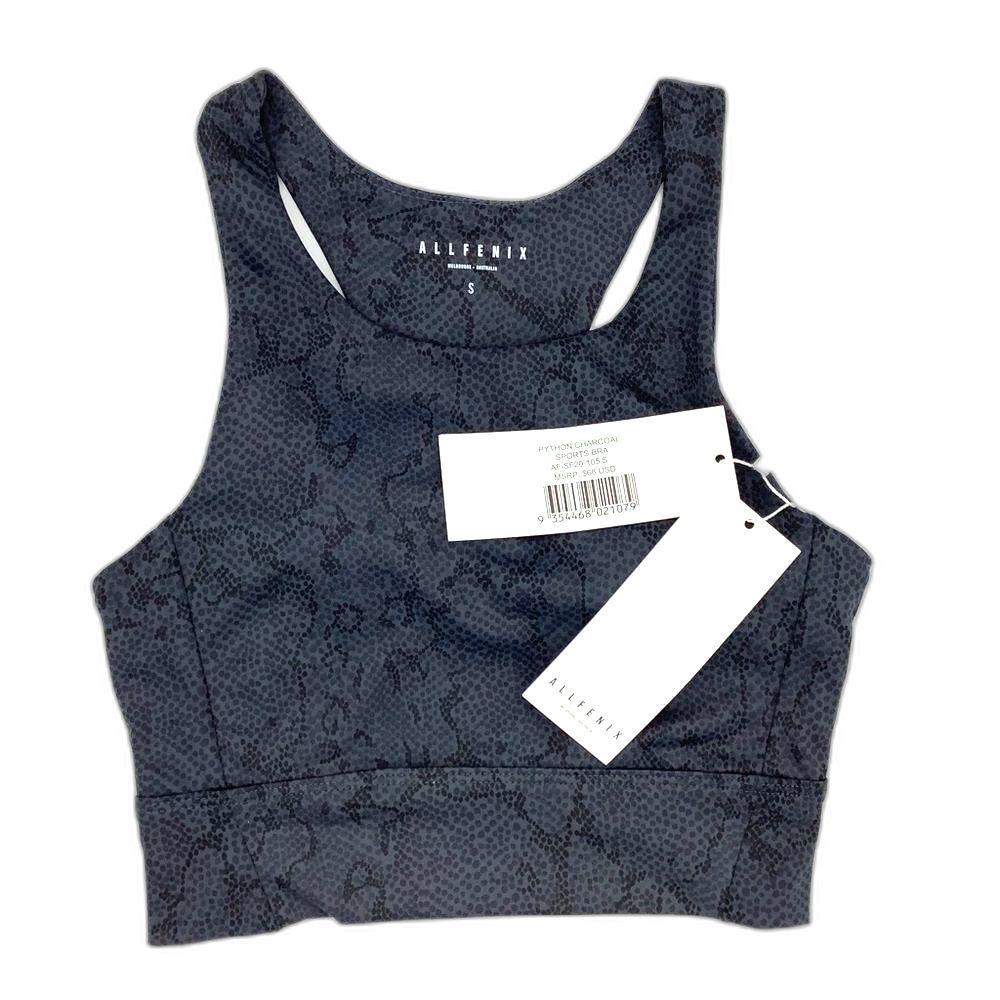 ALLFENIX Python Charcoal Sports Bra NWT Size S Sculpt Fit Athleisure - Picture 3 of 4